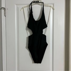 Aerie Cut Out One Piece Swimsuit Size Small Long in Black